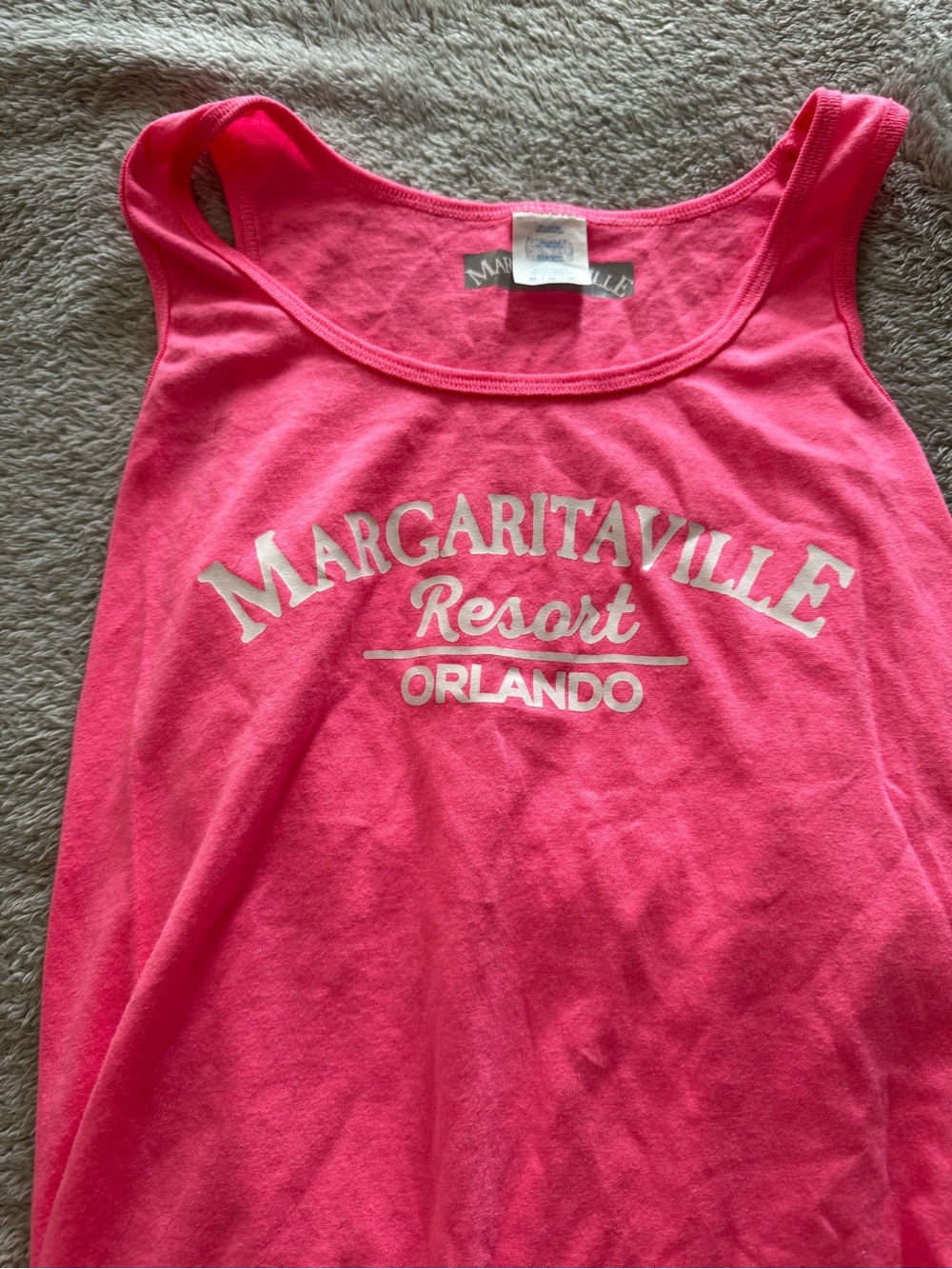 Margaritaville Pink Kids Tank Top with White Resort Orlando Print